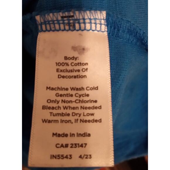 Talbots T by Talbots Blue Cotton Flutter-Sleeve Crochet-Neck T-Shirt Dress SZ S - Picture 4 of 8